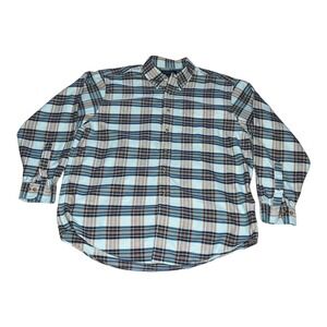 Vintage Italy Brooks Brothers Plaid Flannel Light Blue Shirt Mens XL Long Sleeve